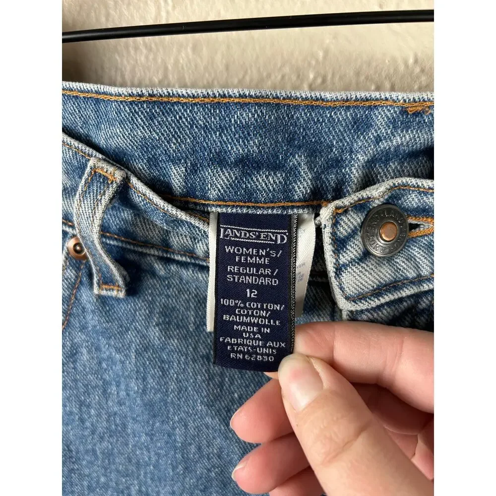 Lands End Jeans Women's Size 12 Straight Leg Denim Y2K Light Wash Spring Pants - Picture 3 of 10